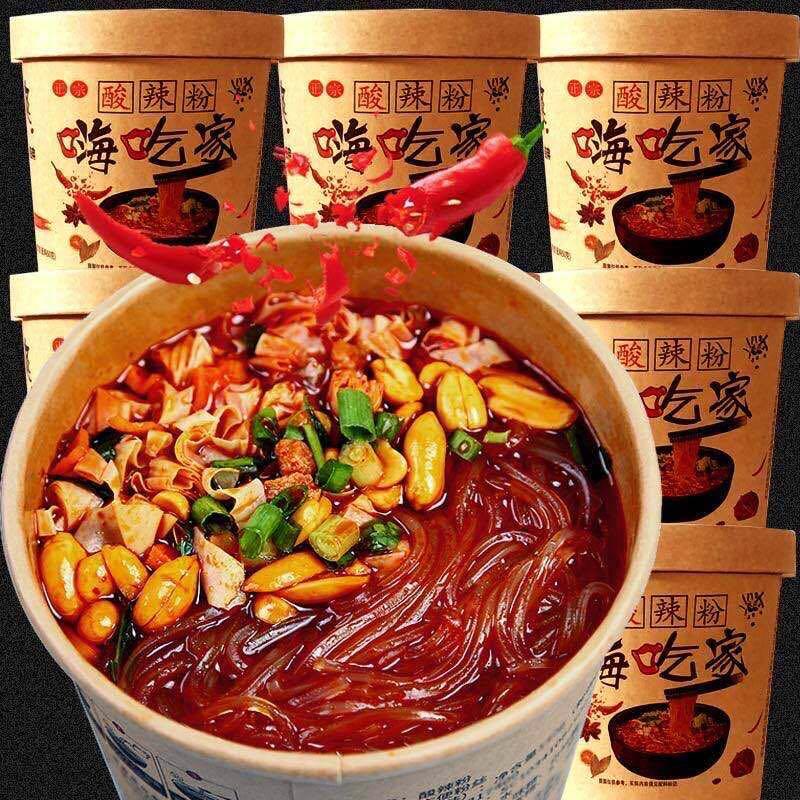 懒馋食买一箱送一箱]248克正宗重庆嗨吃家酸辣粉红薯粉方便泡面夜宵桶装 162克拍6发12[12桶装]