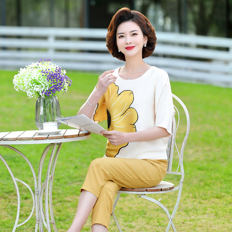 百丽驼美士 balitomms妈妈装2024夏装新款时尚宽松两件套中老年气质