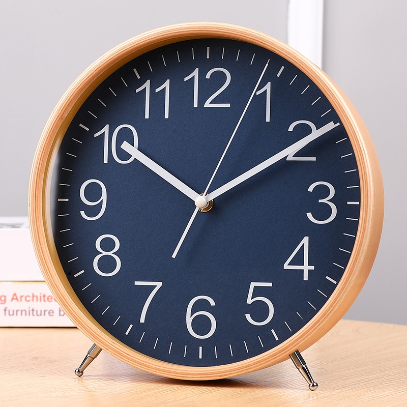 曲彤静音桌面摆台钟摆钟摆件钟表客厅座钟摆放式摆台式大时钟坐钟木质