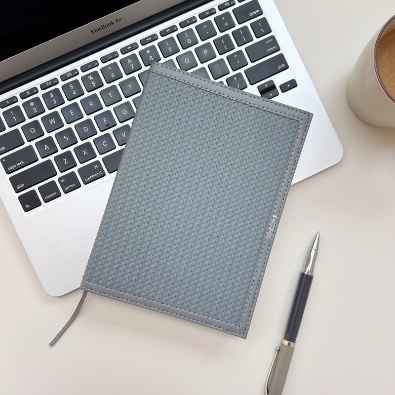 NICOHYE 高级简约A5横线点阵方格笔记本本子 商务办公高档本子 伴手礼 企业定制 高级灰-方格内页（a5）纸张升级