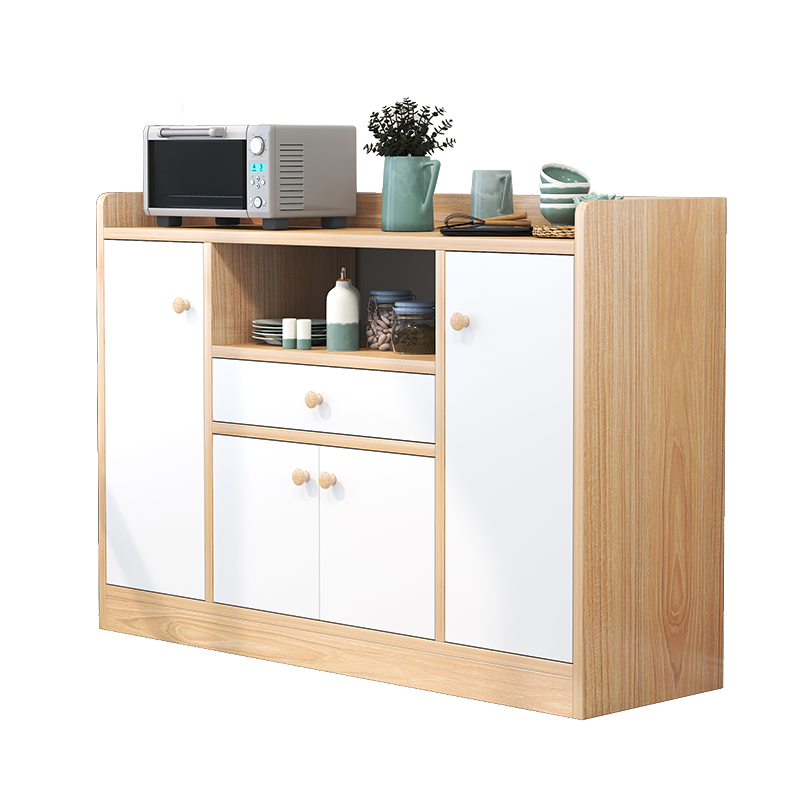 佳家林餐边柜家用现代简易收纳置物柜经济型餐厅储物柜子 深胡桃色三门80cm