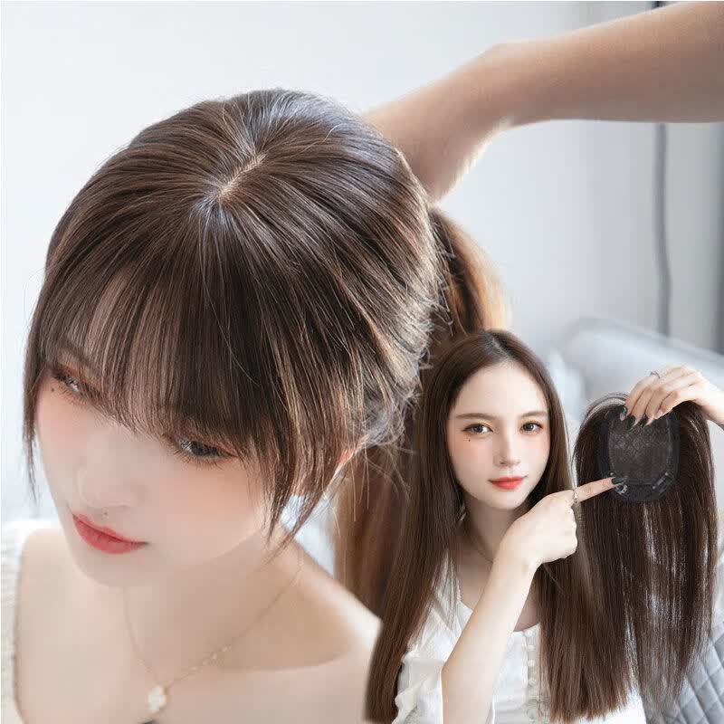 唐妮 头顶补发片女夏季薄款 遮白发假发片女可扎发量少的补发片 棕黑色/自然色 35cm遮白发增发量怎么看?