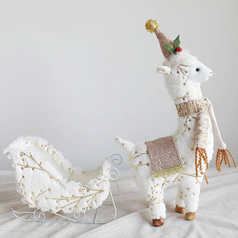 维诺亚圣诞节装饰品羊驼鹿拉车圣诞树场景布置酒店橱窗家用桌面摆件