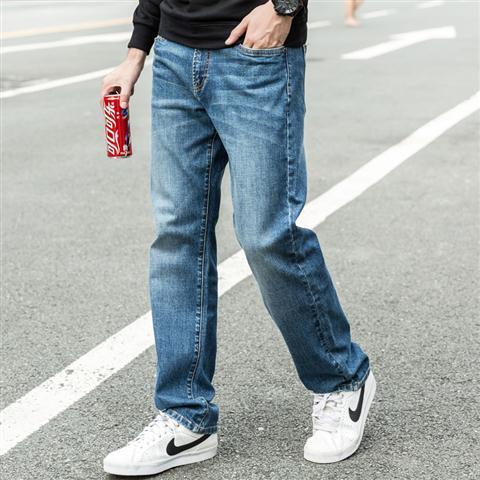 胖人穿的牛籽裤弹力牛仔裤肥佬胖子宽腿流仔库大牛传说宽松牛仔裤子
