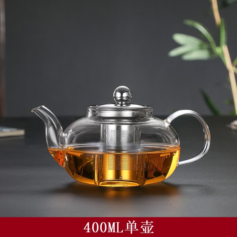 易峰家耐热玻璃茶壶泡花茶壶家用钢漏过滤加厚小大透明煮茶功夫茶壶套