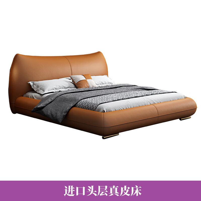 桃越广东佛山家具品牌意式极简真皮床2023新款婚床高端主卧大床 进口