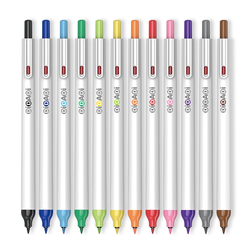 贝发（BEIFA）DIDADI按动马克笔标准色系12色纤维圆头墨水颜色鲜艳持久不易晕染  简约多色选择学生办公用笔