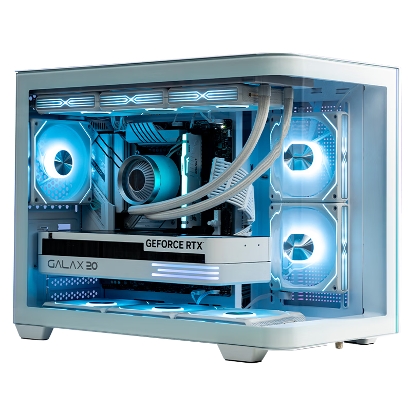 半岛铁盒 白泽 翊 海景房机箱曲面弧形玻璃全景侧透360水冷MATX台式电脑主机箱 白色/一体曲面/360水冷