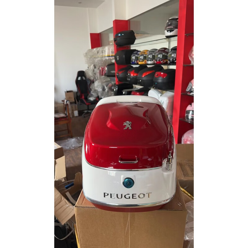 vespa ra 姜戈150改装 摩托车复古尾箱配件 标志姜戈 樱桃红-冰雪白尾