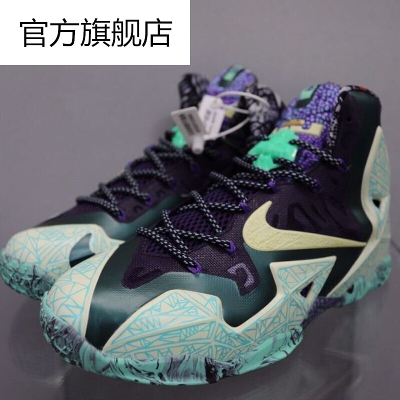 詹姆斯11代篮球鞋全夜光荧光绿鸳鸯涂鸦lebron11耐磨男运动鞋 11全 39