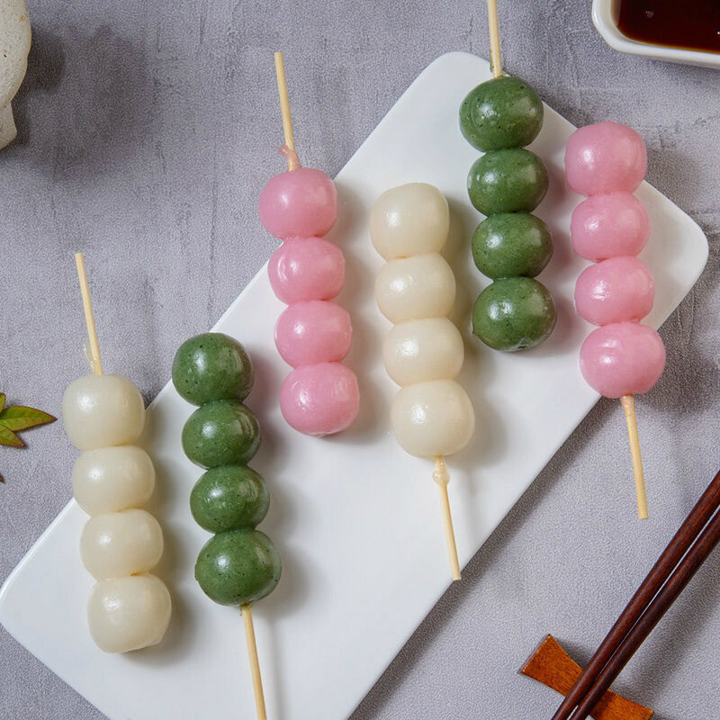 日式花见三色丸子串糯米团子日本传统美食零食特产网红糕点 花见三色