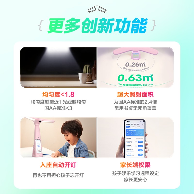 大力智能学习灯T6国AA级减蓝光护眼台灯能教小孩写字吗？