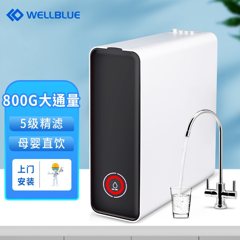 蓝盾 净水器ro反渗透家用过滤器台下直饮水机壶软超滤芯前置全自动