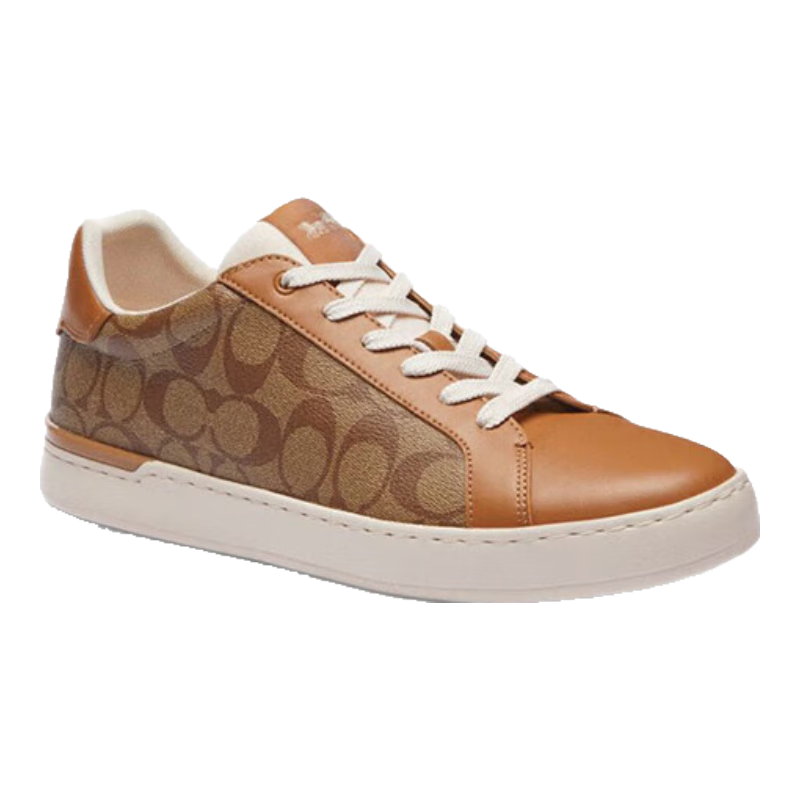 蔻驰(COACH)奥莱男士男鞋经典标志CLIP低帮运动鞋百搭通勤休闲鞋 卡其色/浅卡其色 38.5实付890元