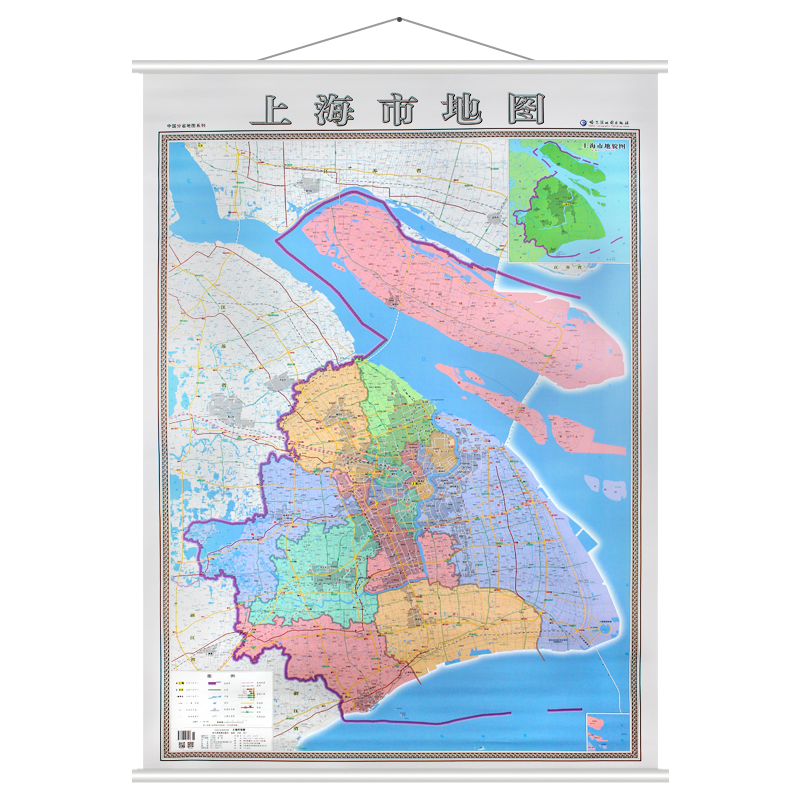 上海市地图 2021年新版 1.4x1m挂图 上海市交通政区图 哈图社分省系列