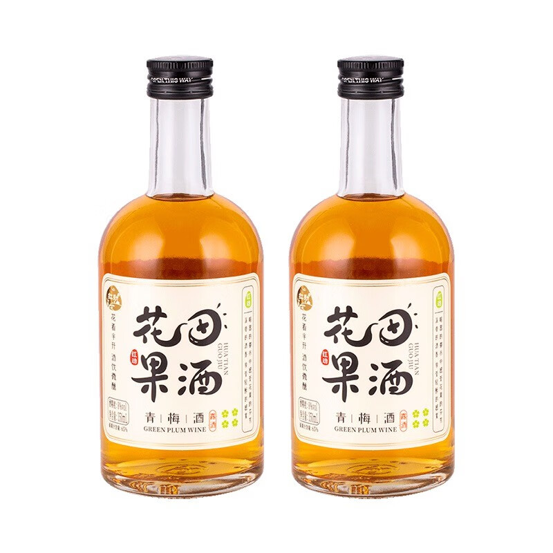 红动果酒花田果酒8度 低度微醺甜酒 青梅酒  杨梅酒  350ml 青梅酒*2