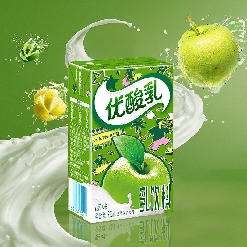 伊利优酸乳酸奶苹果味250ml*12盒/24盒原味儿童学生早餐奶酸牛奶 原味
