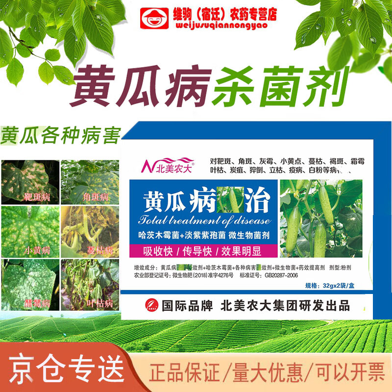 黄瓜病全治 黄瓜 炭疽病 霜霉病 叶枯 靶斑病 小黄点病 褐斑 白粉 32g