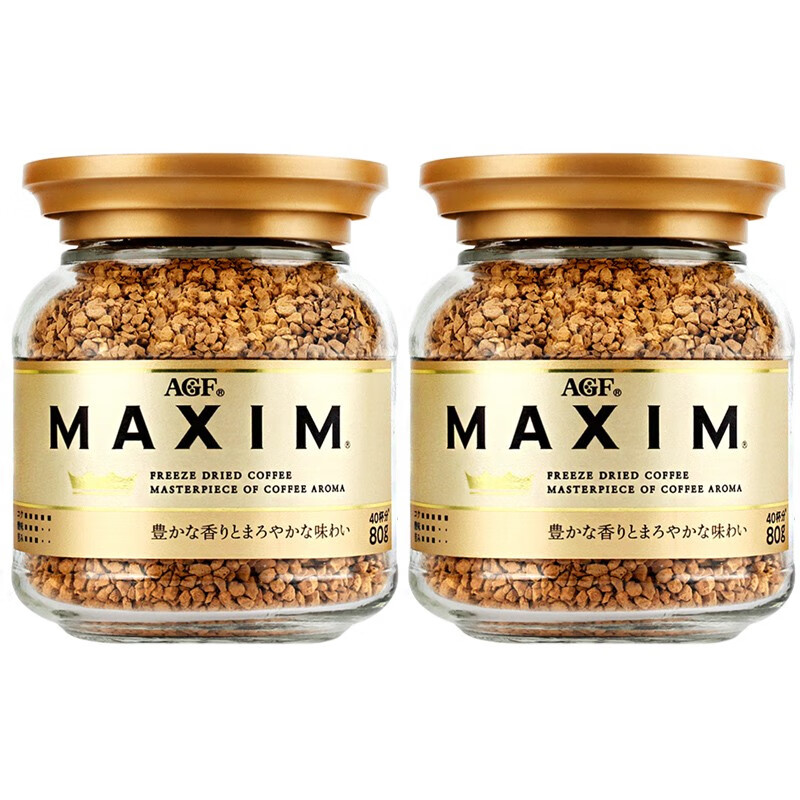 AGF 日本进口MAXIM 冻干速溶咖啡金瓶罐原味 冰美式黑咖啡粉苦无糖精 AGF金罐*2瓶