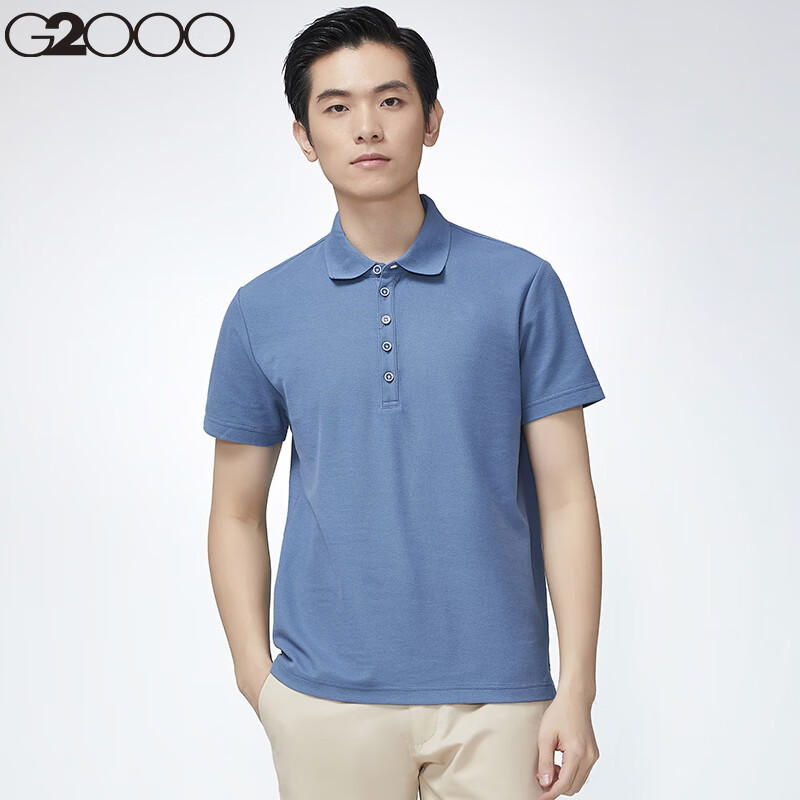 经典商务短袖翻领时尚撞色领polo衫男21041022 凉感-合身剪裁-钴蓝色
