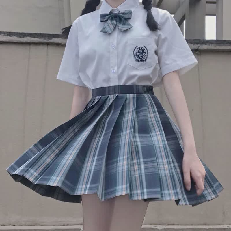 拉曼咔jk制服套装全套正版日系校服夏季学院风短袖衬衫水手服格裙百褶裙 短袖刺绣衬衫+森林来信格裙+领 L/55kg使用感如何?