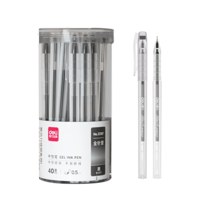 ����ѧ�ر�������(deli)0.5mmȫ��ܺ�ɫ���Ա�ˮ��ǩ�ֱ� �칫��Ʒ 40֧/Ͱ33107