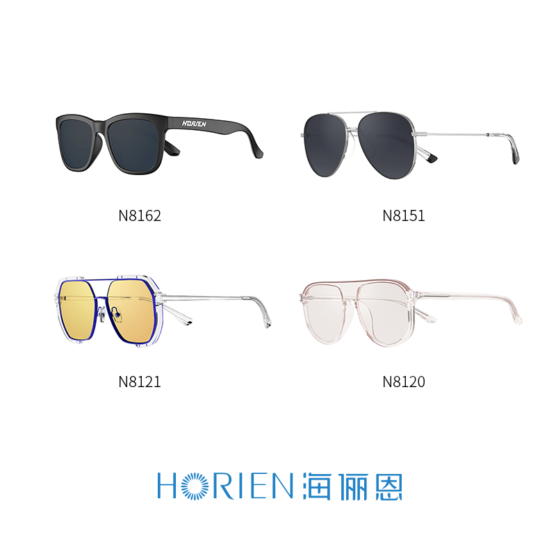 海俪恩(HORIEN)【时代少年团同款】男女墨镜素颜防晒神器太阳眼镜N8109 N8162N06P-全框哑黑