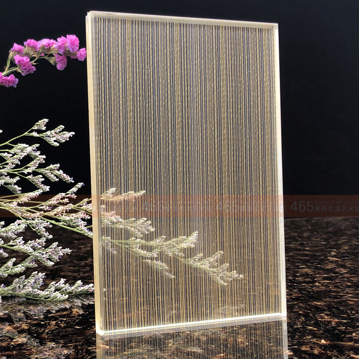 艺术新款夹丝定制超白长虹海棠工艺夹绢玻璃背景墙隔断 背景墙隔断