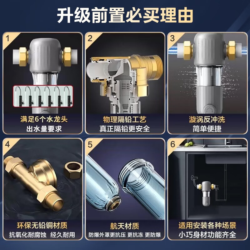 美的（Midea）净水器机家用直饮加热一体机接自来水RO反渗透壁挂式餐边柜管线净饮水机全屋前置过滤器套装前十名 【性价比三件】大流量净水器+管线机+前置