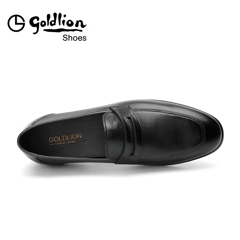 金利来男鞋商务休闲鞋皮鞋男时尚简约套脚乐福鞋正装皮鞋婚鞋德比鞋职场男士皮鞋 黑色 41