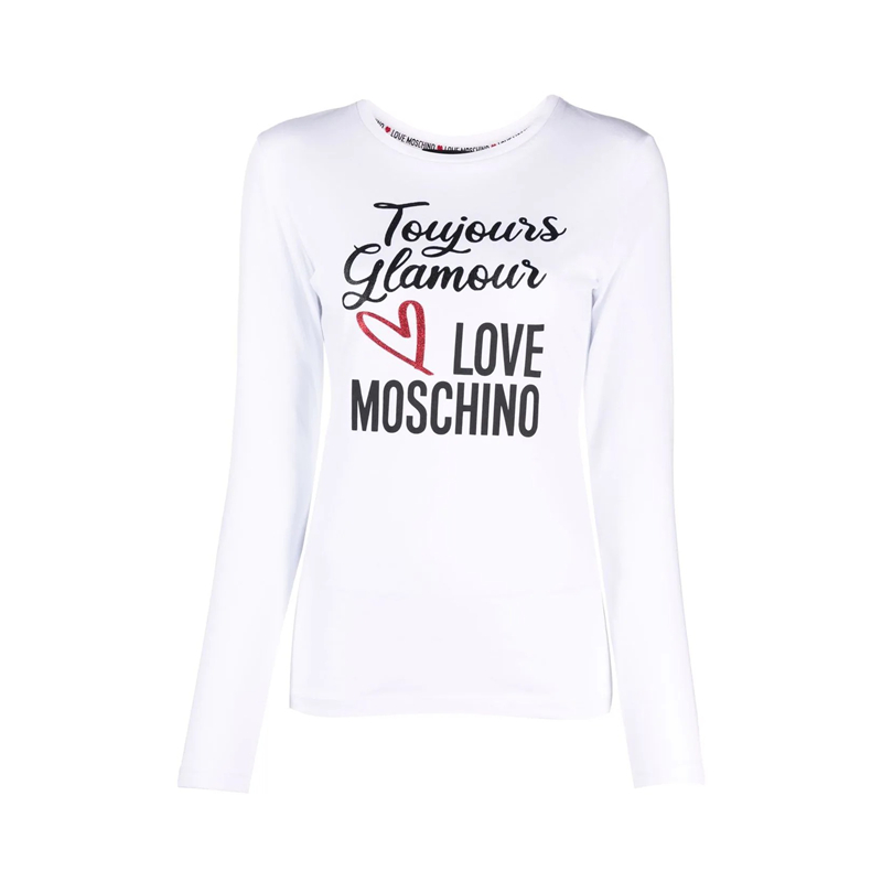 莫斯奇诺(moschino)女士 logo印花棉质长袖t恤龙年奢饰品潮牌 a00 38