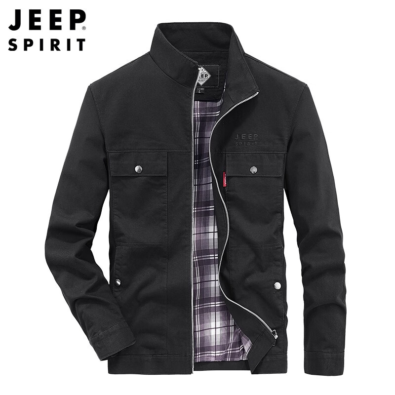 jeep吉普夹克男外套上衣男士冬季新款商务中青年立领茄克衫舒适透气
