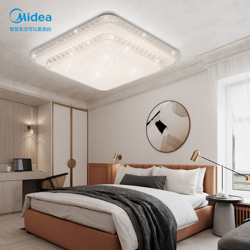 美的（Midea）LED吸顶灯现代轻奢餐厅卧室灯具仿水晶设计灯饰48瓦三段调色主图5