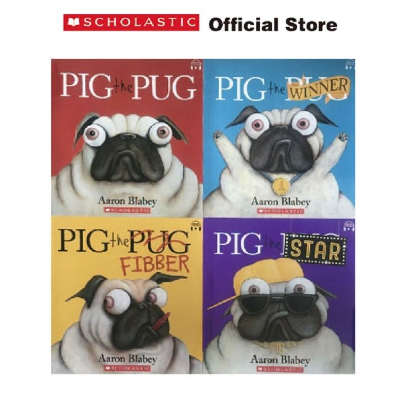 学乐一只叫猪的哈巴狗pig the pug 套装4册 cd 玩偶 英文原版