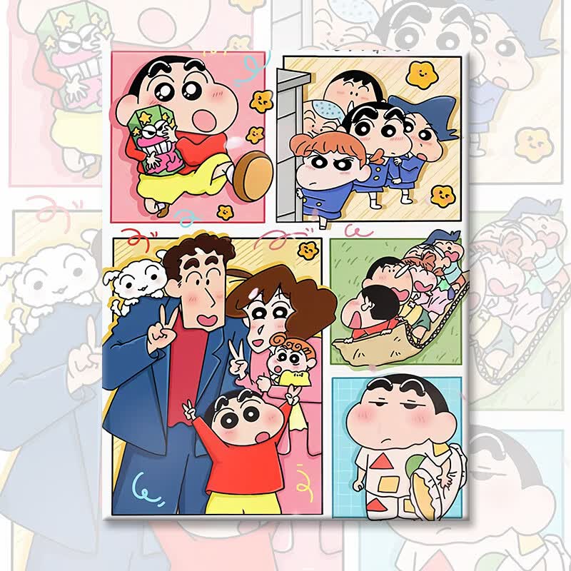 美岸(meian)蜡笔小新数字油画diy卡通动漫儿童手绘填色填充画画油彩画