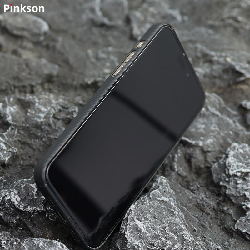 Pinkson轻薄苹果手机壳凯夫拉芳纶纤维碳纤维纹保护套超薄全包磨砂硬壳商务新男女配件防指纹散热防摔高档 【黑色-保护圈款】1500D芳纶 【iPhone15 Pro Max】
