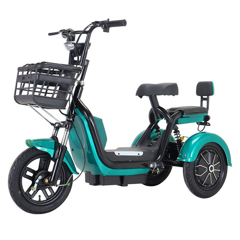 新国标 电动三轮车家用小型代步车休闲迷你双人电瓶车 48v绿色 双驱动