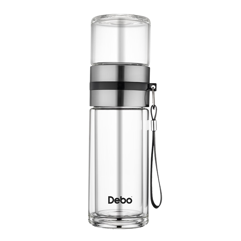 Debo德铂茶水分离杯茶大容量双层玻璃带盖便携高档泡茶杯 茶水分离杯茶 260ml