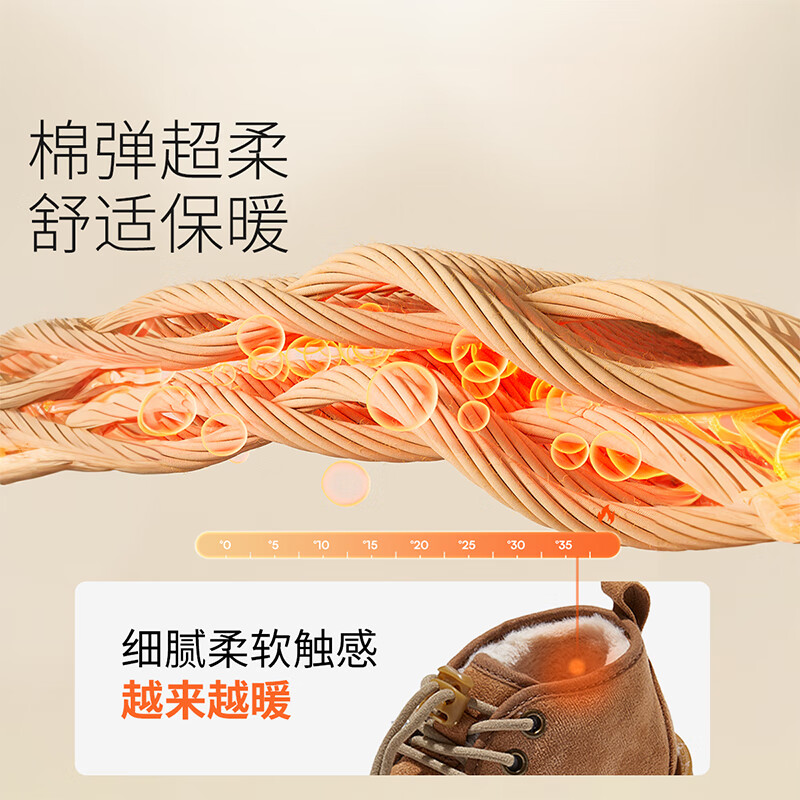 卡特兔童鞋儿童棉鞋冬季男宝宝加绒加厚雪地靴女童短靴防滑学步鞋机能鞋 英伦气质棕 27 内长16.5cm  脚长15.6-16.2