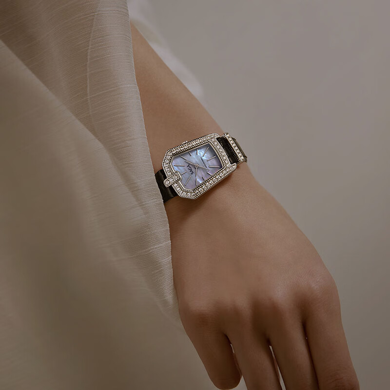 SAGA世家品牌手表女士石英腕表唐顿之夜轻奢镶钻生日礼物送老婆送女友 罗马灰