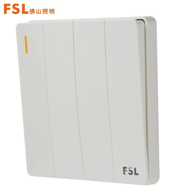 佛山照明(fsl)86型墙壁开关插座商用暗装面板10a四位双控f31系列 白色