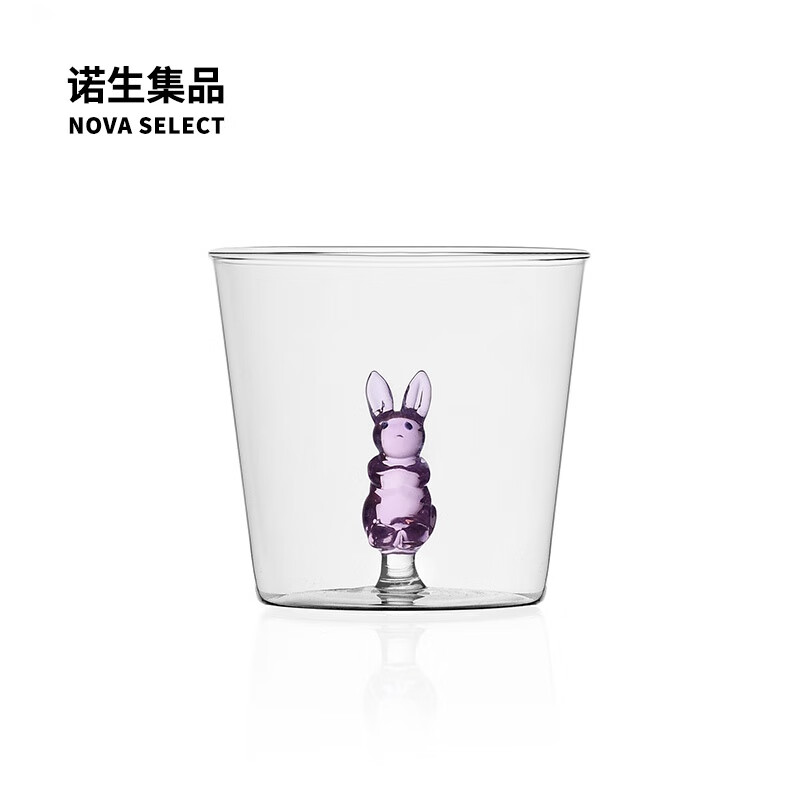 諾生集品 意大利Ichendorf立體動物玻璃水杯女創(chuàng)意禮物可愛3D動物玻璃杯 粉兔 280ml