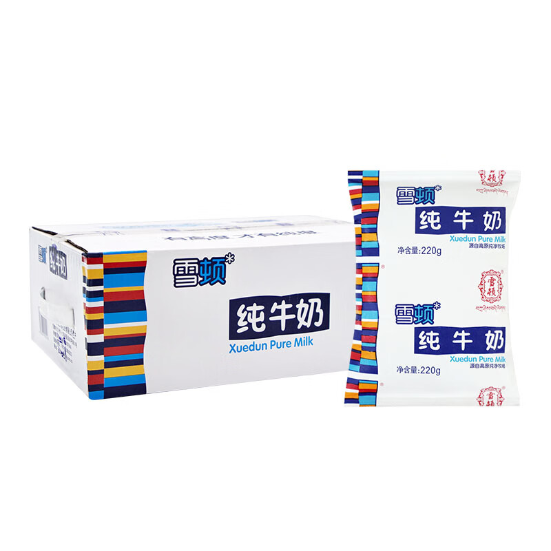雪顿甘肃雪顿纯牛奶 营养早餐奶西北高原奶兰州 220g*16袋装整箱 16包