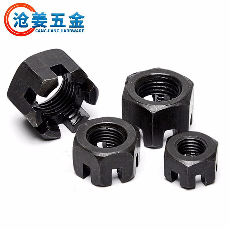 gb58粗牙/细牙开槽螺母/碳钢带槽螺帽/六角开槽螺母/锁紧m6-m42 m6*1.