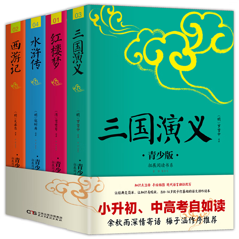 四大名著 生僻字注音+注释+注解 插图青少版 9-15岁孩子更易读懂 三国演义 红楼梦 水浒传西游记