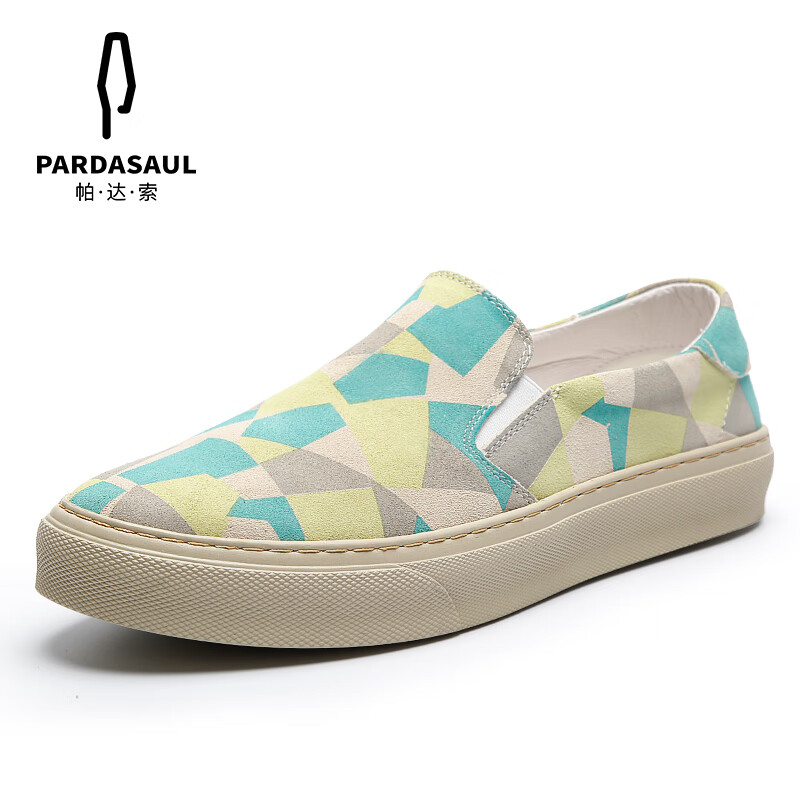 帕达索2022新款迷彩拼色休闲鞋一脚蹬男鞋低帮轻便懒人鞋220282 pb