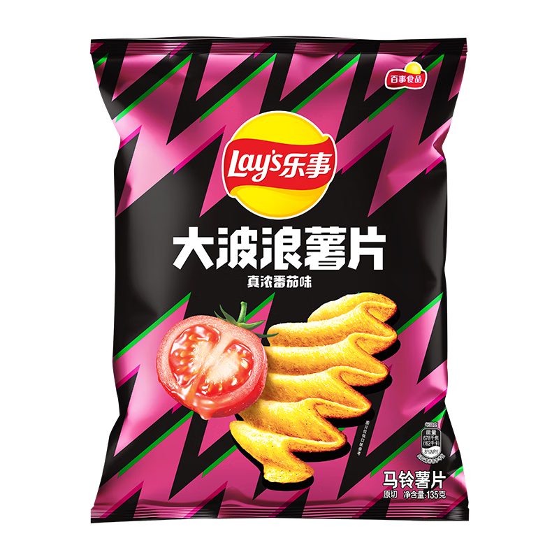 Lay's 乐事 大波浪 马铃薯片 真浓番茄味 135g