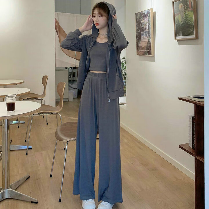 穿搭小个子套装显气质遮肚子显瘦秋装女装秋季梨型身材藏肉休闲女阔腿