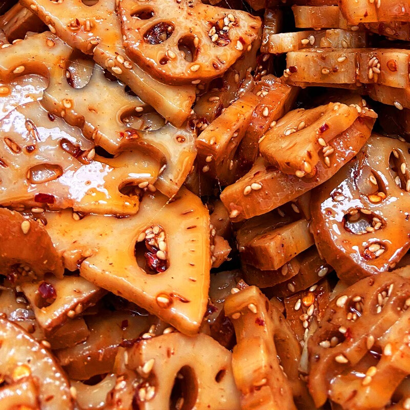 寄漪yy手工辣食记手工麻辣香辣卤藕莲藕片特产休闲小零食小吃熟食即z