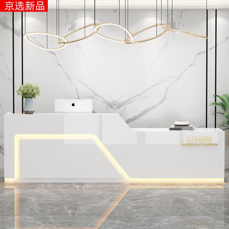 依芙裳洗浴中心前台 吧台收银台美容院店铺型柜台桌灯带简约现代公司